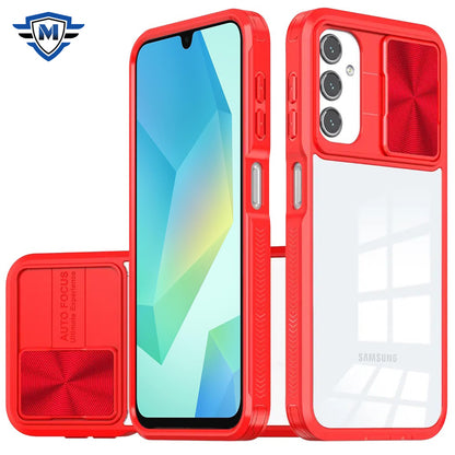 For Samsung Galaxy A16 5G Premium Hybrid Slim Case with Slide Camera Protector, Transparent Back Colorful Frame Bumper Case Cover