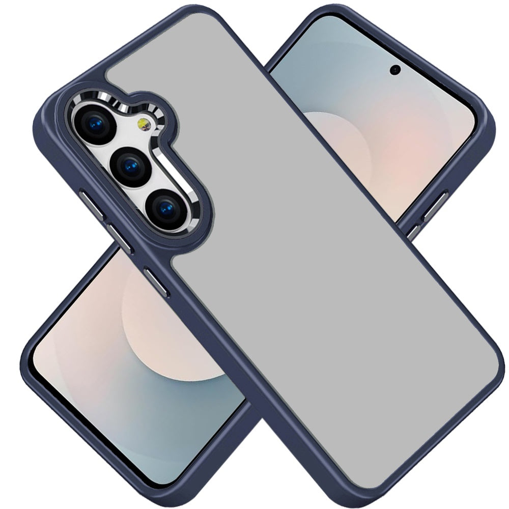 For Samsung Galaxy S26 Slim Fit Hybrid Transparent Thick Acrylic with Metal Buttons Frame Protective Hard PC + TPU Shockproof Case Cover