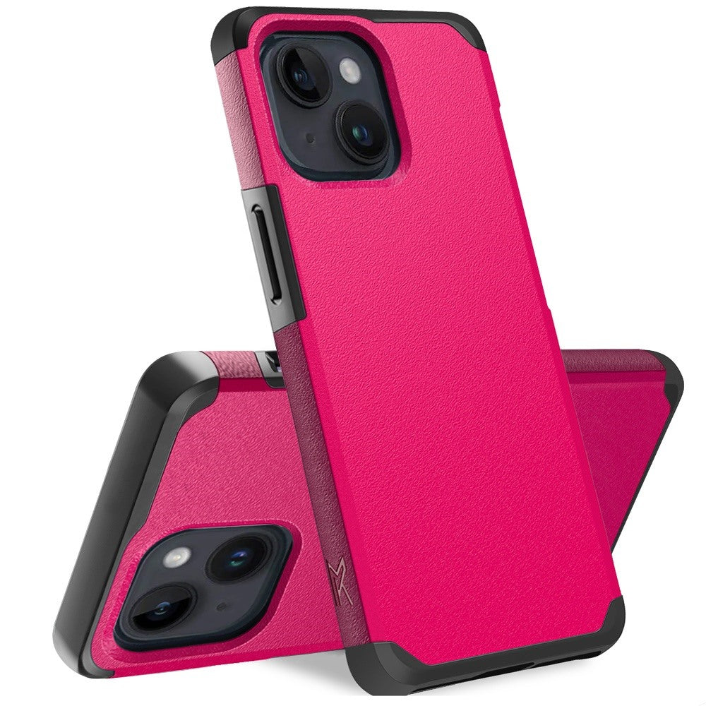 Phone Case for iPhone 14/13 Premium Slim Tough 2in1 Hybrid Case Dual-Layer PC TPU Rubber Armor with Shockproof Protection Cover Pink