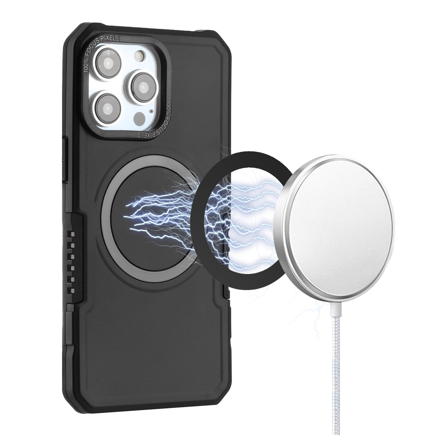 For Samsung Galaxy S25 Ultra Hybrid Armor Grip Metal Magnetic Circle Compatible with MagSafe for Wireless Charging Shockproof Case Cover