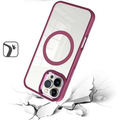 For Apple iPhone 16 Pro Max (6.9") MagSafe Compatible Transparent Greatest Clear Acrylic with Color Frame Thick Hybrid TPU Hard Case Cover