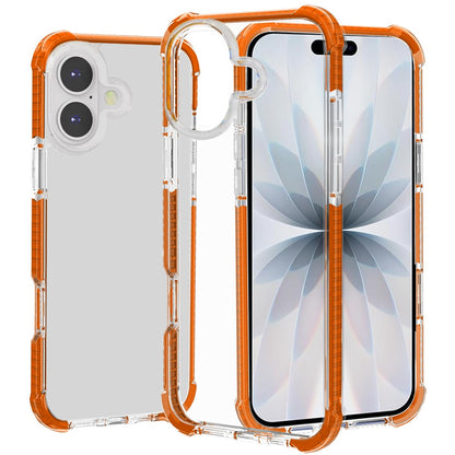 For Apple iPhone 17 Pro Max Hybrid Transparent Acrylic Rubber Gummy Hard PC Silicone TPU Color Bumper Frame Shockproof Case Cover Clear / Cosmic Orange