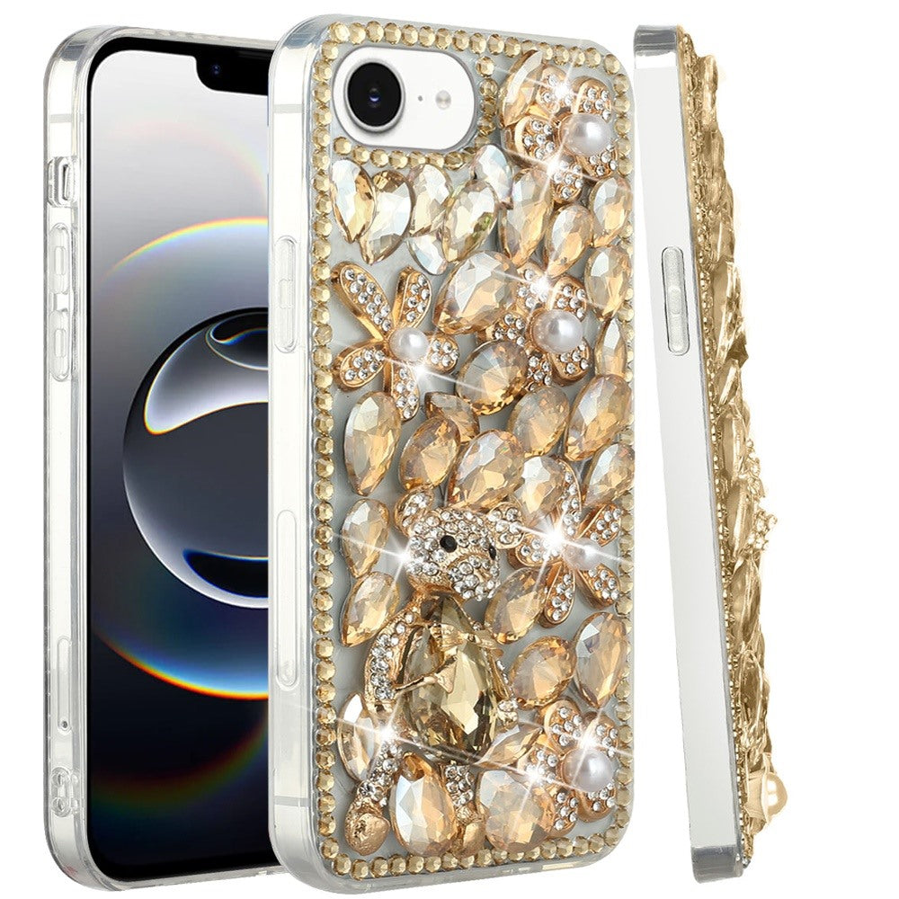 For Apple iPhone 16e (E edition) Bling Crystal 3D Full Diamonds Luxury Sparkle Rhinestone Hybrid Protective Case Cover