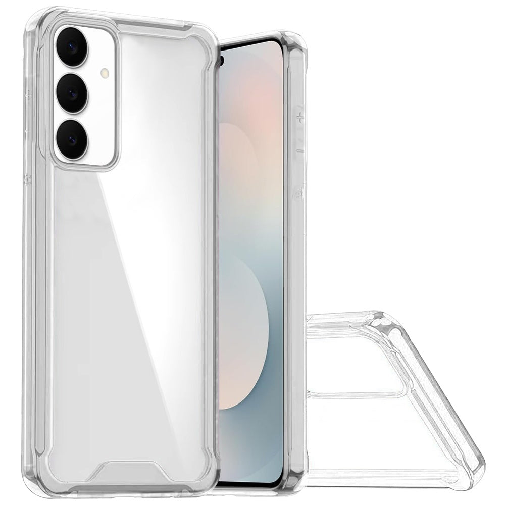 For Samsung Galaxy S26 Clear Colored Shockproof Transparent Hard PC + Rubber TPU Hybrid Bumper Shell Slim Protective Case Cover Clear