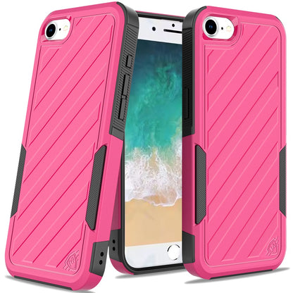 For Apple iPhone 17E /16E Premium Hybrid Rugged lined Shockproof Textured 2-in-1 Non-Slip Hard PC & TPU Non Slip Tough Case Cover