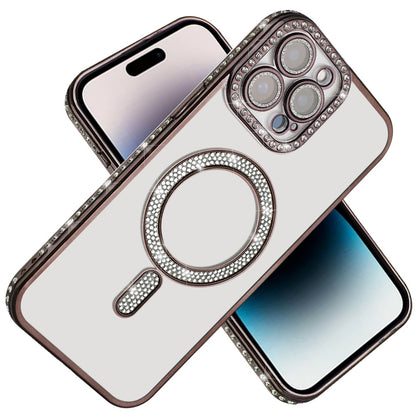 For Apple iPhone 13 Pro Max Bling Case with Diamond Magnetic Circle, Transparent Slim Shockproof Hybrid Slim Fit Case Cover