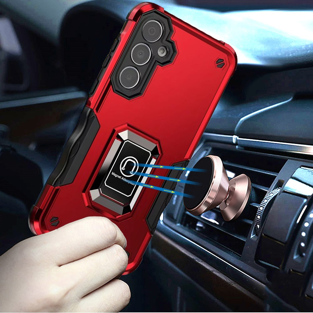 For Samsung Galaxy A36 Hybrid Stand Magnetic Ring Holder Kickstand Heavy Duty Rugged Drop Silicone & Hard PC Shockproof Case Cover