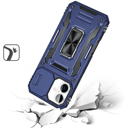 For iPhone 16 Pro Max (6.9") Tough Hybrid Case with Movable Camera Window & Metal Ring Stand Shockproof Case Cover Cosmic Orange