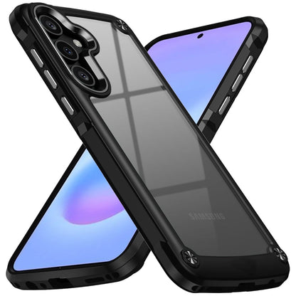 Phone Case for Samsung Galaxy A57 Transparent Hybrid Metal Button Camera Edge Shockproof Bumper Frame TPU Protective Slim Grip Durable Cover