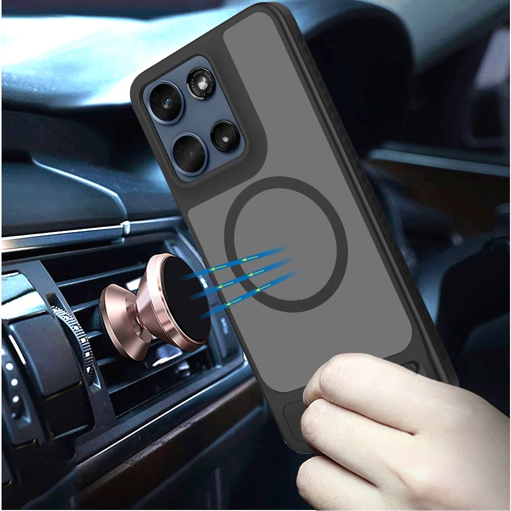 Phone Case for Motorola Moto G 5G 2026/ Moto G 5G 2025 Matte Magnetic Metal Kickstand Shockproof Grip Anti Slip Durable Protective Heavy Duty Hybrid Cover