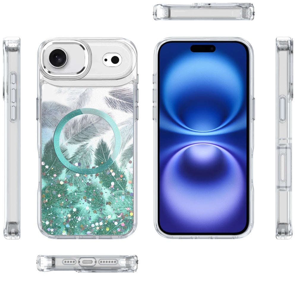 For Apple iPhone 17 AIR Epoxy Glitter Shimmer Fashion Case with Magnetic Magsafe Compatible Hybrid Sparkling Slim Protective Case Cover