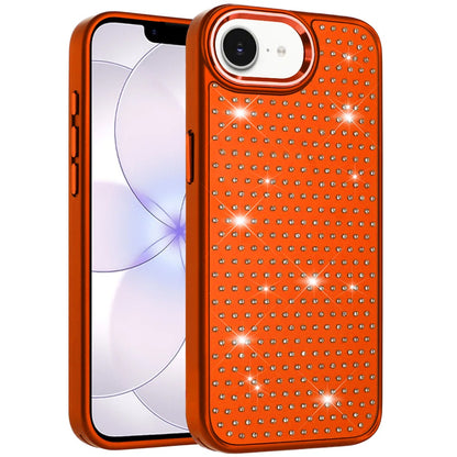 Phone Case for Apple iPhone 17E /16E Luxury Diamond Bling Sparkle Chrome Metallic Edge Shockproof Durable Protective Stylish Premium Hybrid Design Cover Cosmic Orange