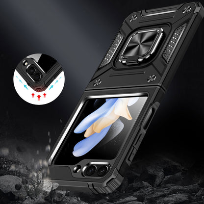 For Samsung Galaxy Z Flip 7 FE 360° Rotating Ring Kickstand with Magnetic Holder Hybrid Shockproof Rubber TPU Hard PC Case Cover