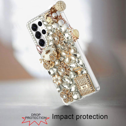 For Samsung Galaxy S26 Ultra Bling Crystal 3D Full Diamonds Luxury Sparkle Rhinestone Hybrid Case Cover Ultimate Multi Ornament White