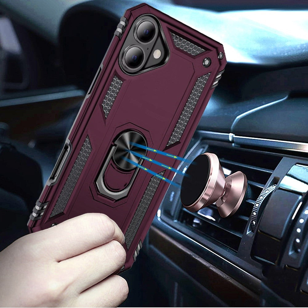 Phone Case for Apple iPhone 17/ iPhone 18 Rotatable Ring Stand Shockproof Hybrid Armor Anti Slip Heavy Duty Fit Magnetic Car Mount Durable Grip Cover Purple