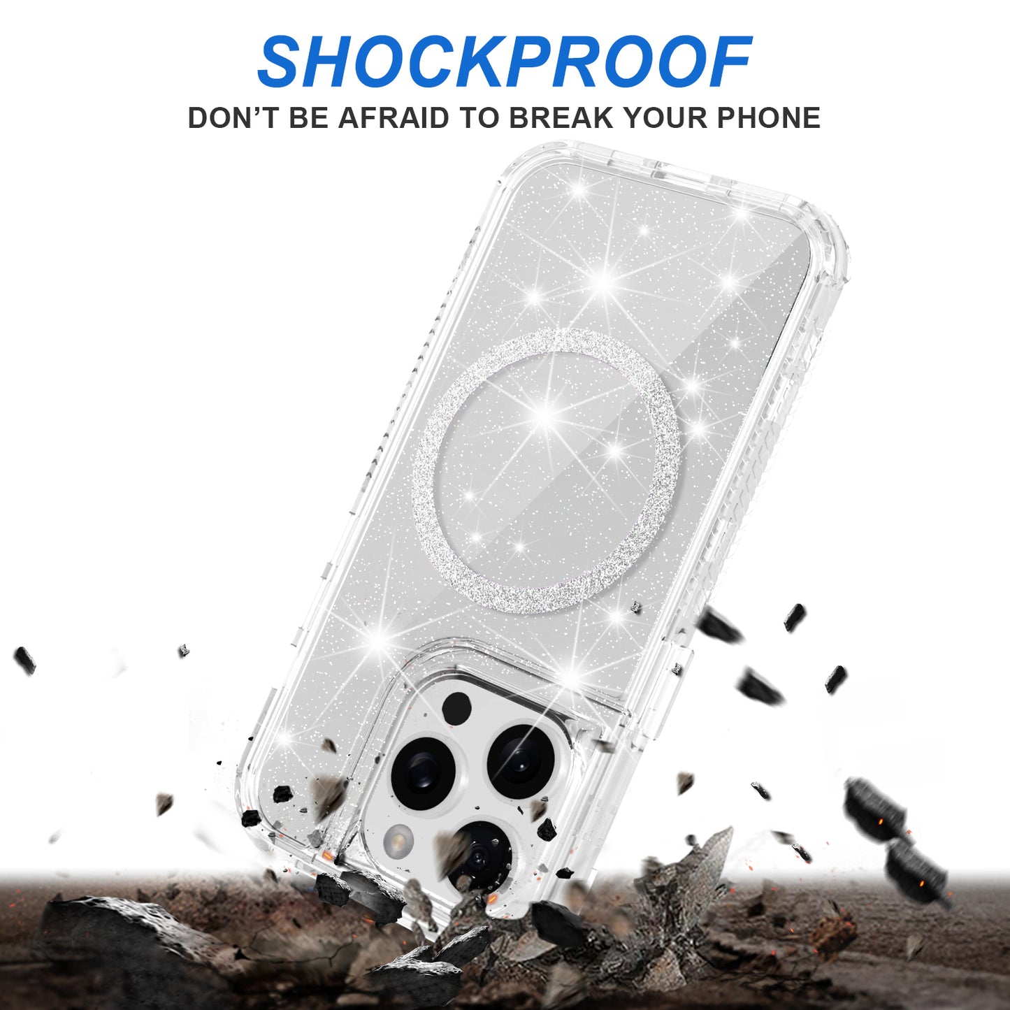 For Motorola Moto G Stylus 5G 2025 Magnetic Circle Compatible with Magsafe, Bling Glitter Sparkle 3-in-1 Hybrid Shockproof TPU Bumper Case Cover