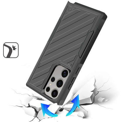 For Samsung Galaxy S25 /S24 Premium Tough Hybrid Case with Belt Clip Holster, Shockproof Rugged Design, Textured 2in1 Non-Slip Case Cover Black
