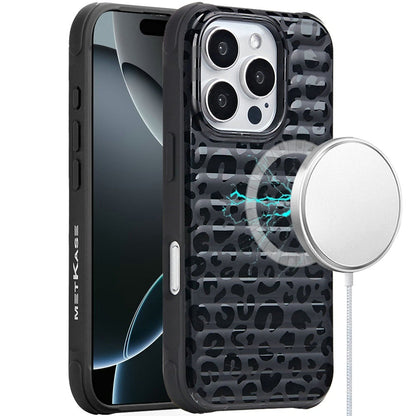 For Apple iPhone 16 Pro Chrome Leopard Magnetic Hybrid Shockproof Protection Design Secure Grip Stylish Durable Finish Case Cover Rose Gold Leopard