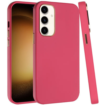 For Samsung Galaxy A16 5G Slim Classic Hybrid Around Rubber Gummy Gel Slick Hard PC Silicone TPU Chromed Button Case Cover