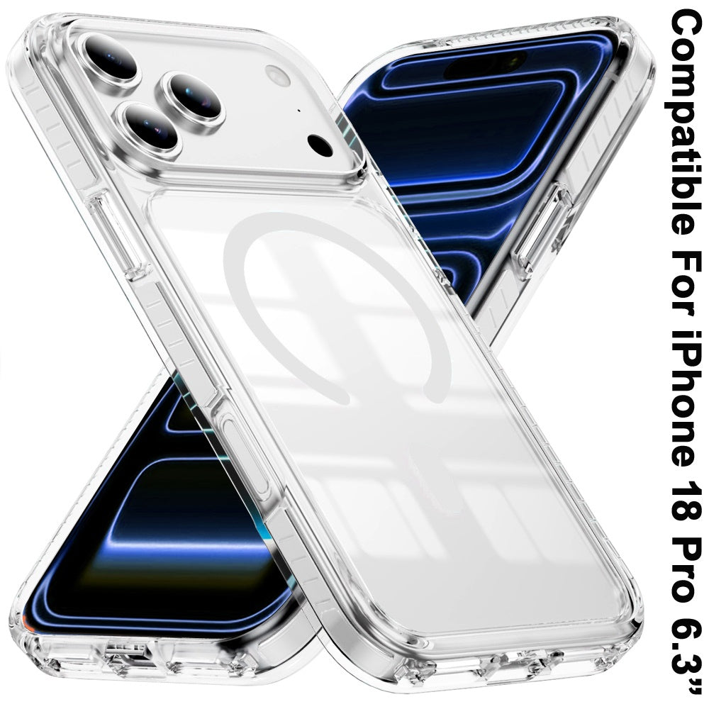 Phone Case for Apple iPhone 18 Pro Transparent Magnetic Shockproof Colored Edge Hybrid Case Slim Durable Grip Clear Protective Soft TPU Cover