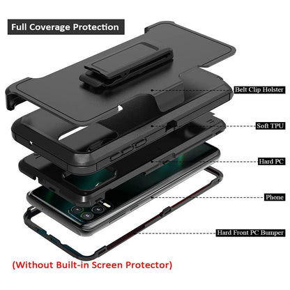 For Apple iPhone 16 Plus (6.7") Heavy Duty Rugged Shockproof Body Protection Hybrid Kickstand with Swivel Belt Clip Holster Case Cover Black