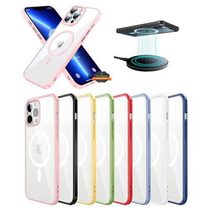 For Apple iPhone 17 Hybrid Clear Transparent with Color Edge Bumper, MagSafe Compatible Ultra Slim Hard PC Case Cover