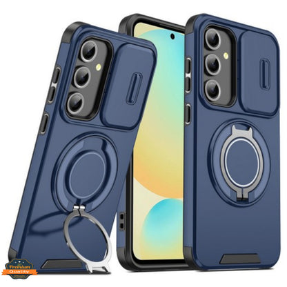 For Samsung Galaxy S25+ S25 Plus /S24+ Hybrid Case with 360° Magnetic Ring Stand, Camera Slide Protector & Compatible with MagSafe Case Cover