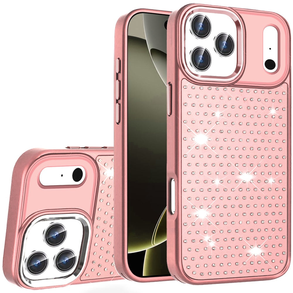 Phone Case Cover for Apple iPhone 18 Pro /17 Pro Bling Diamond Metallic, Full Sparkle Chrome Edged Hybrid Protective Shockproof Cover