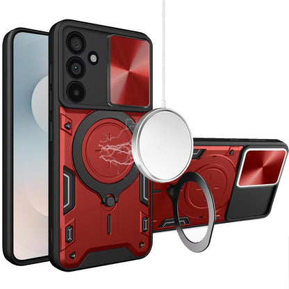 For Samsung Galaxy S25 FE /S25 Fan Edition Hybrid Magnetic 360° Ring Kickstand, MagSafe Compatible, Durable Full Camera Lens Protection Case Cover