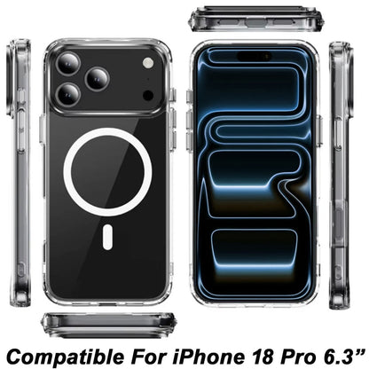 Phone Case for Apple iPhone 18 Pro Thick Clear Hybrid Magnetic Circle Shock Absorbing Reinforced Corners TPU Heavy Duty Transparent Frame Bumper Cover Clear