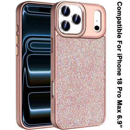 Phone Case for Apple iPhone 18 Pro Max Crystal Glass Bling Diamond Metallic Edge Shockproof Durable Protective Clear Hybrid Stylish Premium Design Cover