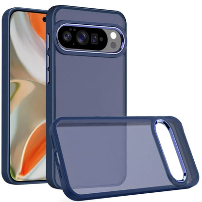 For Google Pixel 10 Pro XL Slim Fit Hybrid Transparent Thick Acrylic with Metal Buttons Frame Protective Hard PC + TPU Shockproof Case Cover