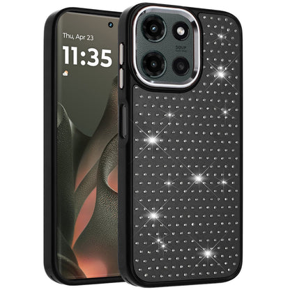 For Motorola Moto G Power 5G 2025 Bling Diamond Metallic, Full Sparkle Chrome Edged Hybrid Protective Shockproof Case Cover