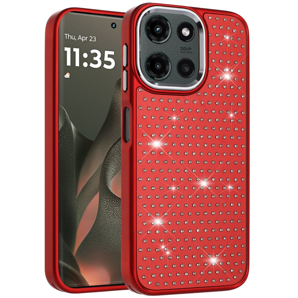 For Motorola Moto G Power 5G 2025 Bling Diamond Metallic, Full Sparkle Chrome Edged Hybrid Protective Shockproof Case Cover