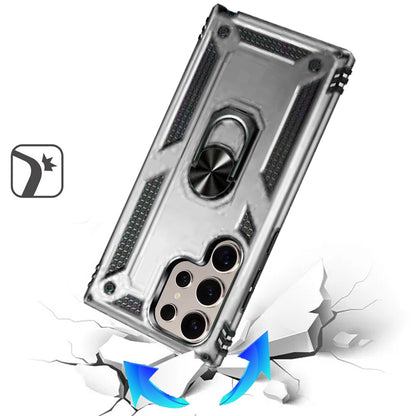 For Samsung Galaxy S25 Ultra Hybrid Shockproof Durable 360 Degree Rotatable Ring Stand Holder Kickstand Fit Magnetic Car Mount Case Cover