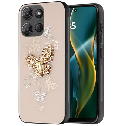 For Motorola Moto G Stylus 5G 2025 Diamonds 3D Fashion Bling Sparkly Glitter Ornaments Engraving Hybrid with Ring Stand Case Cover