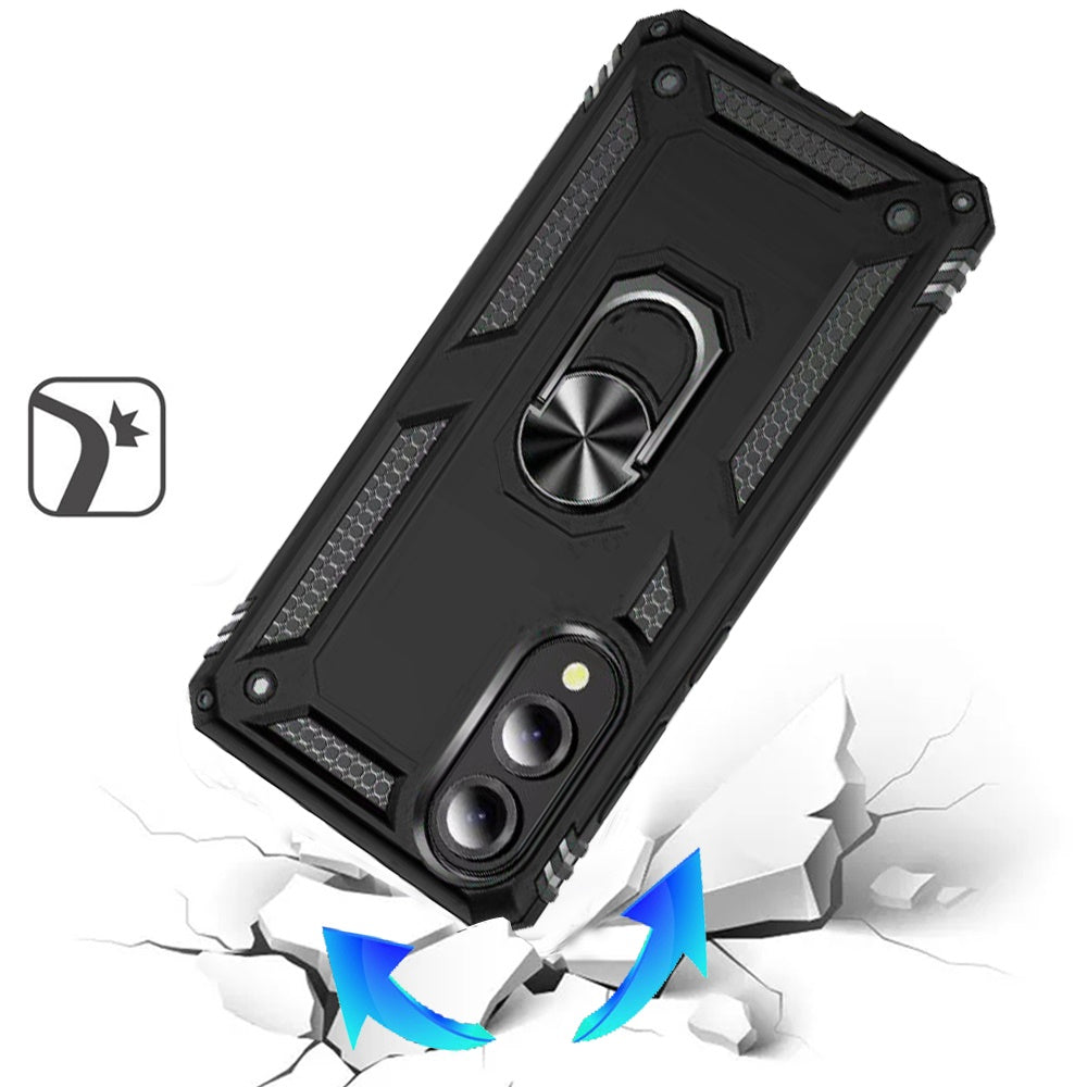 For Samsung Galaxy S25 Edge Hybrid Shockproof Durable 360 Degree Rotatable Ring Stand Holder Kickstand Fit Magnetic Car Mount Case Cover