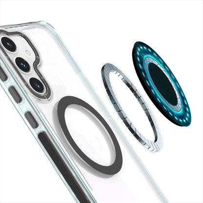 For Samsung Galaxy S23+ Plus Transparent back with Colorful Frame Strong Magnetic Circle [Compatible with Magsafe] Shockproof Case Cover Clear Black