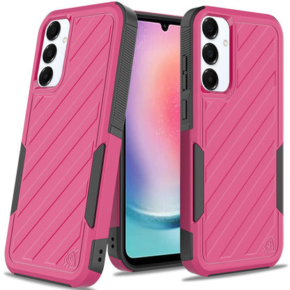 For Samsung Galaxy A26 Hybrid lined shockproof dual layer Rugged 2in1 Hard PC & Silicone TPU Non Slip Textured Tough Armor Case Cover