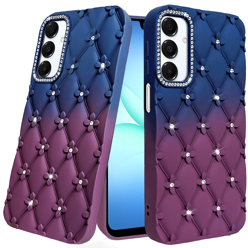 Phone Case for Samsung Galaxy A17 5G Floral Glitter Shimmer Bling Hybrid Shockproof Anti Slip Thick TPU Protective Stylish Design Cover
