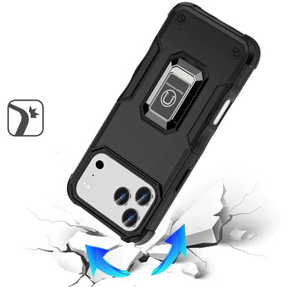 For Apple iPhone 17 Pro (6.3") Hybrid Stand Magnetic Ring Holder Kickstand Heavy Duty Rugged Drop Silicone & Hard PC Shockproof Case Cover