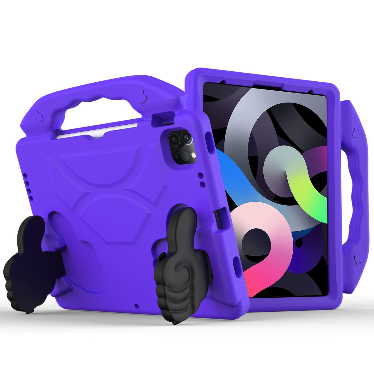 For Kid-Friendly Hybrid Tablet Shockproof Stand Case Antislip Rubber Silicone TPU - Thumbs Up Kickstand Purple Tablet Case Cover