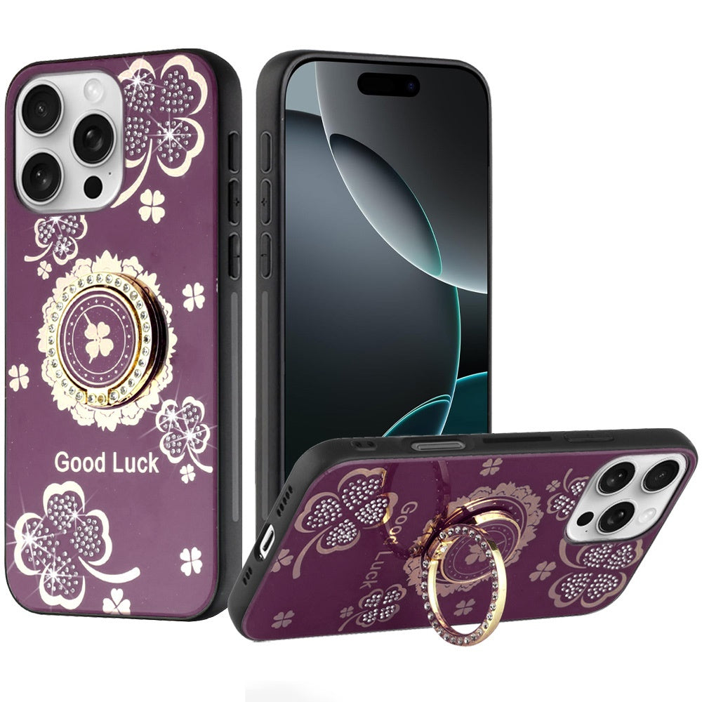 Diamond 3D Fashion Floral Glitter Engraved Luxury Bling Hybrid Shockproof Chrome Edge Protective Grip
