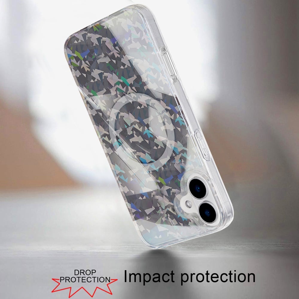 Phone Case for Apple iPhone 16 Plus Magnetic Double Layer IMD Hybrid Hard PC Soft TPU Shock Absorbing Stylish Floral Pattern hard shell slim fit Cover Gray