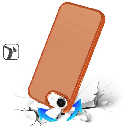 Phone Case for Apple iPhone 17E /16E Polished Acrylic Hybrid TPU Slim Shockproof Metal Button Thick Durable Grip Camera Protection Anti-Scratch Cover Cosmic Orange