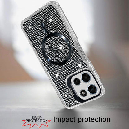 Phone Case for Motorola Moto G Play 5G 2026 Luxury Glitter Magnetic Hybrid with Camera Stand Dual Layer Shockproof Sparkle Dot Pattern Clear Edges Cover