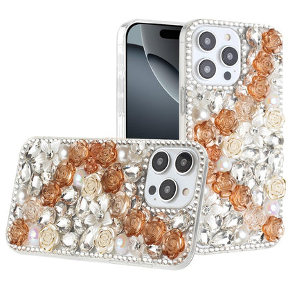 Rose Flower Full Diamond Bling Rhinestone Glitter Luxury Stylish Sparkle Protective Designer Hybrid