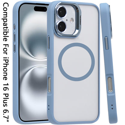 For Apple iPhone 16 Plus (6.7") Hybrid Magnetic Cool Case with Camera Stand Fits MagSafe Accessories Shockproof Case Cover
