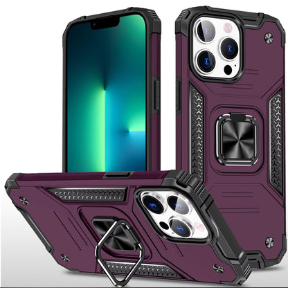 Phone Case for Apple iPhone 13 Pro Max Magnetic Car Mount Hybrid Ring Stand Shockproof Rugged Grip Armor Heavy Duty Protective TPU Durable Cover Purple