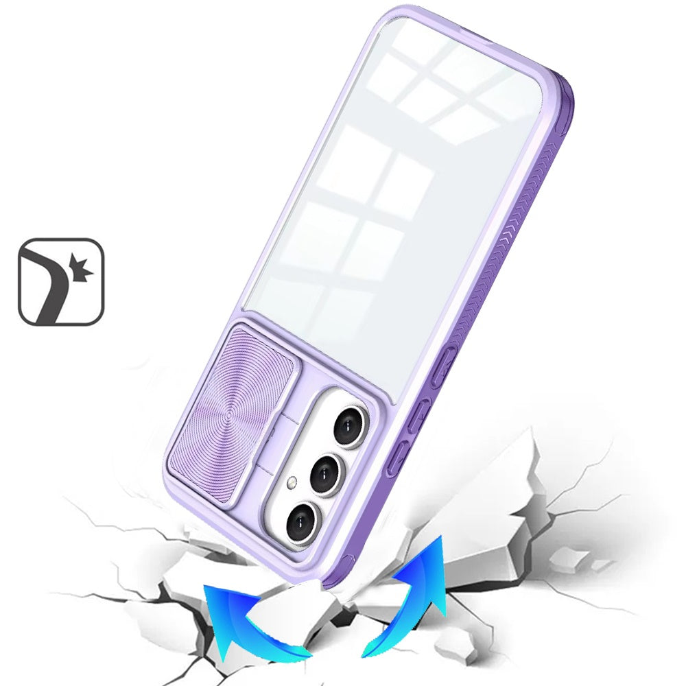 For Samsung Galaxy A36 Hybrid Cases with Sliding Camera Cover Transparent Shockproof Bumper TPU Protective Case Cover